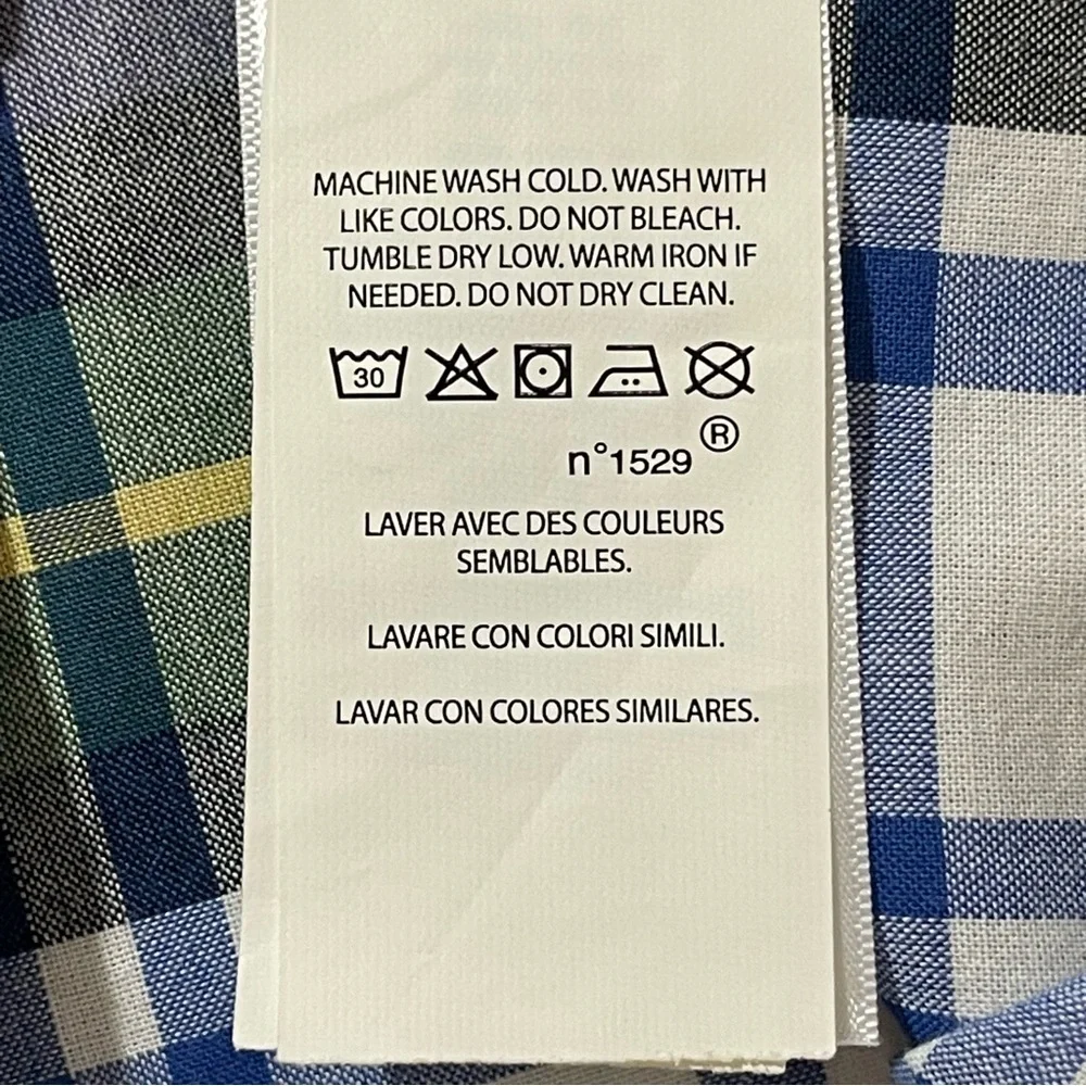 RALPH LAUREN Youth Boy's Blue Green Plaid Long Sleeve Button Down Shirt Size XL
